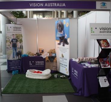 Part of the Vision Australia exhibition stand featuring Seeing Eye Dogs